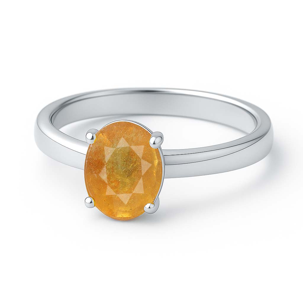 Pure 925 Sterling Silver Yellow Sapphire Ring for Men