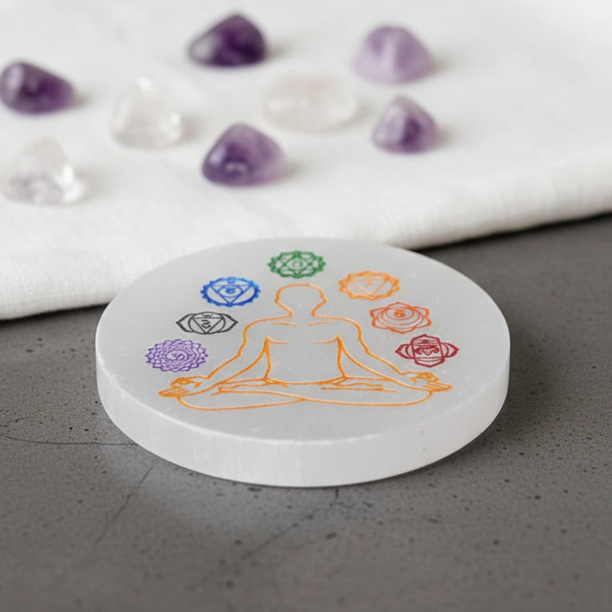 Round Selenite Crystal Charging Plate