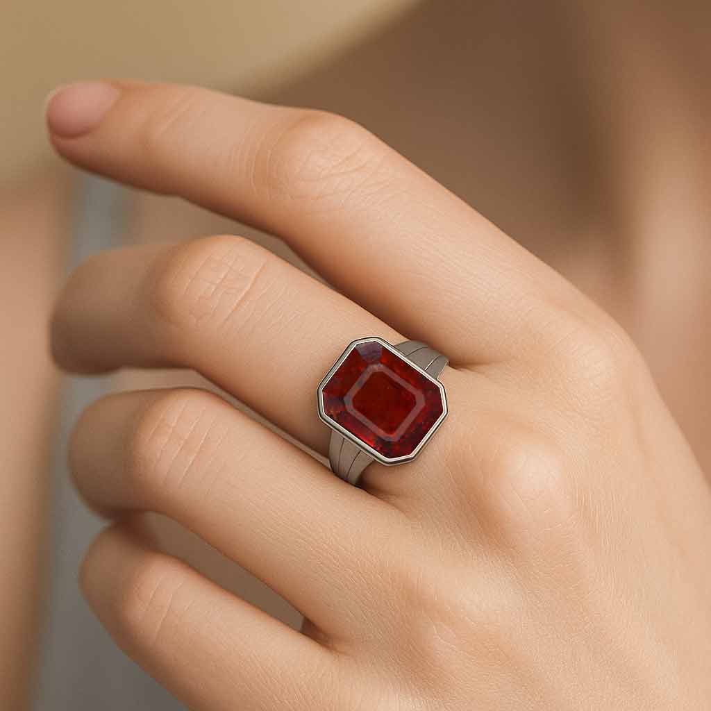 Royal Elite 925 Sterling Silver Hessonite Gomed Ladies’ Ring