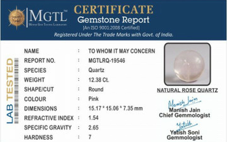 Rose Quartz - RQ 19546  Prime - Quality