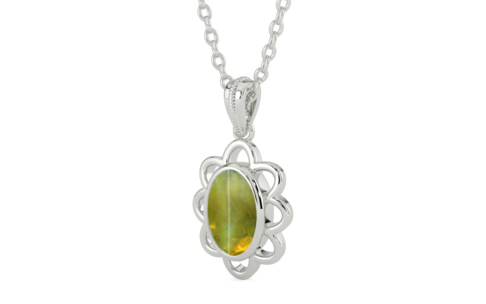 Sterling Silver Cat's Eye Pendant Rare Quality (P3)