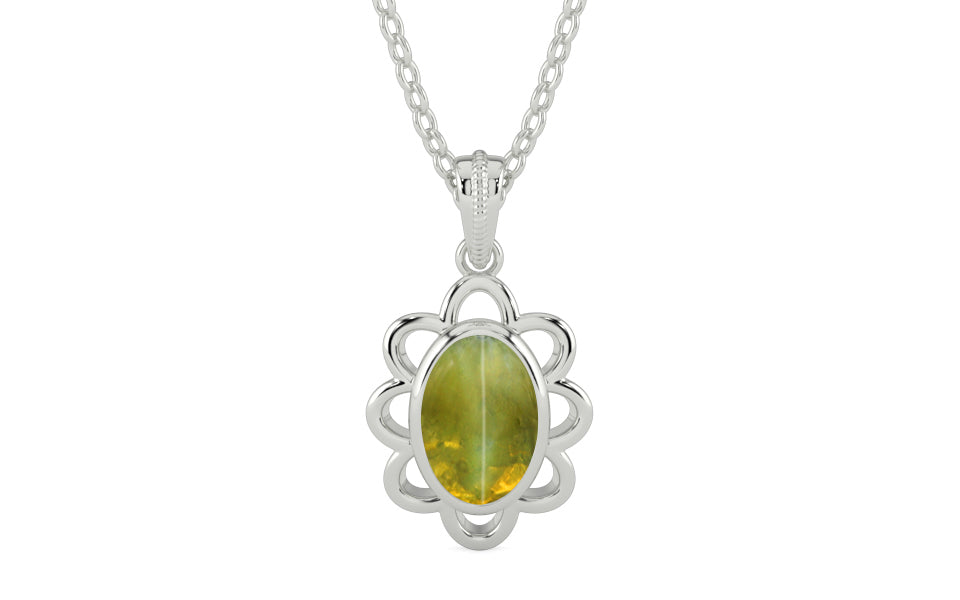 Sterling Silver Cat's Eye Pendant Rare Quality (P3)