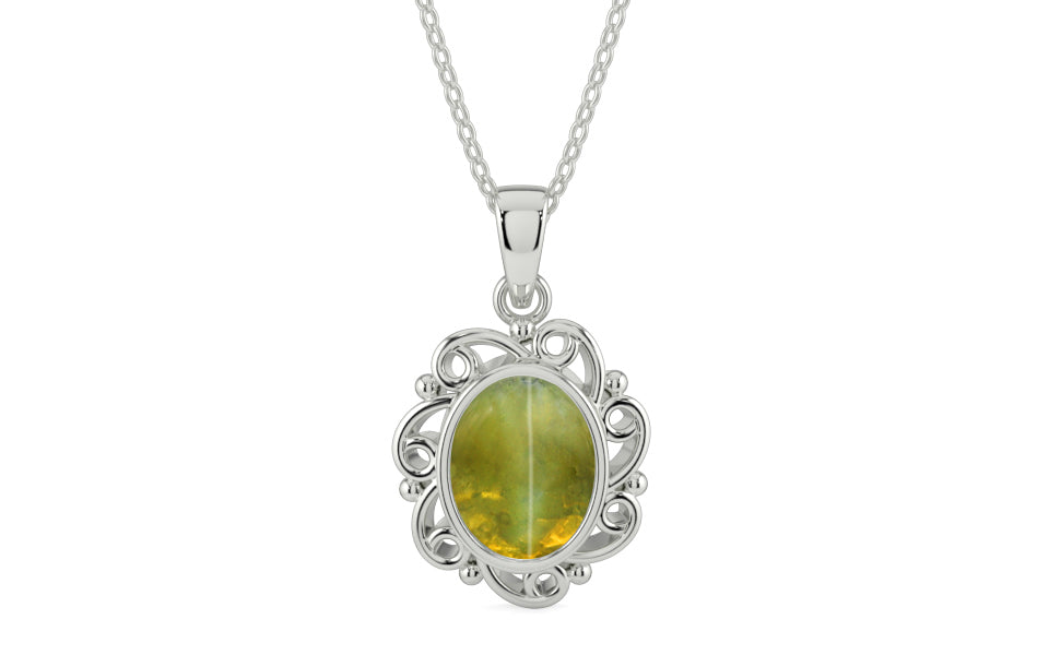 Sterling Silver Cat's Eye Pendant Rare Quality (P5)