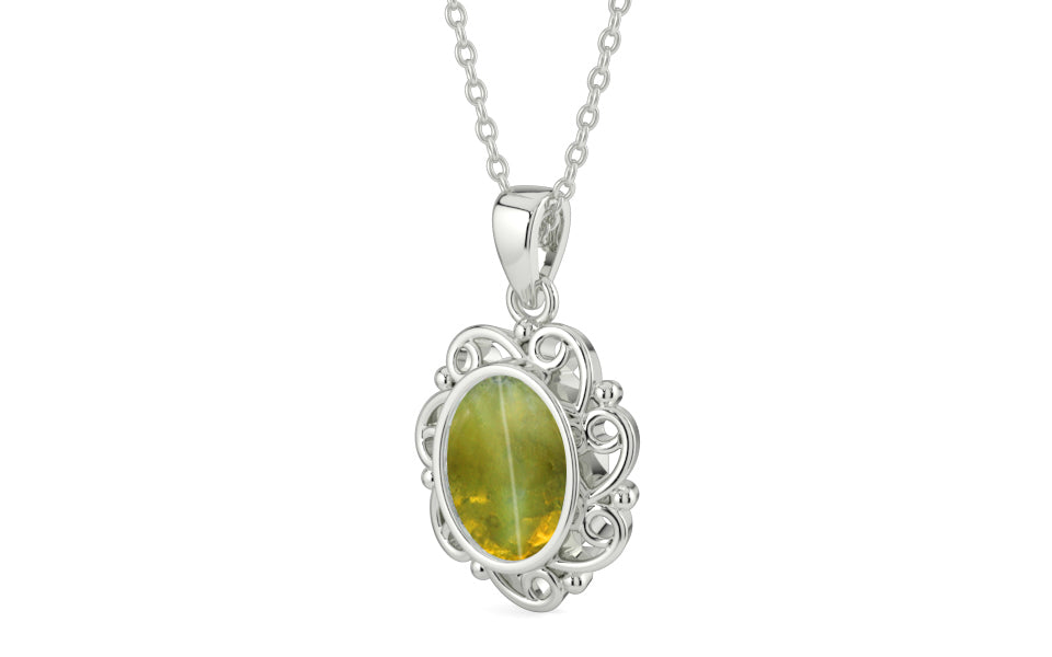 Sterling Silver Cat's Eye Pendant Rare Quality (P5)