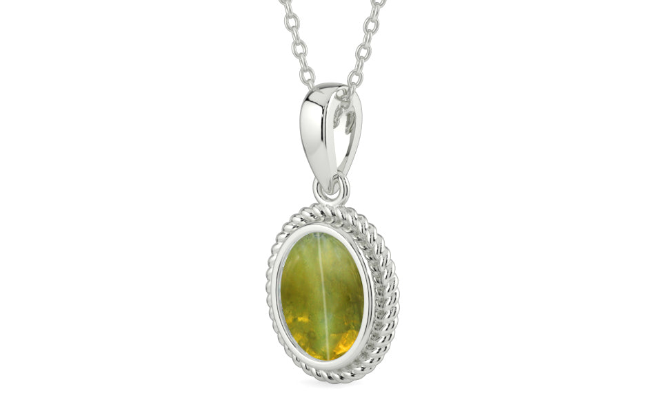 Sterling Silver Cat's Eye Pendant Rare Quality (P7)