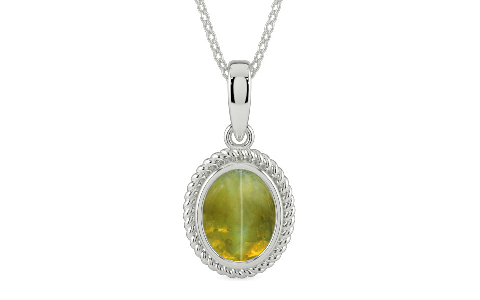 Sterling Silver Cat's Eye Pendant Rare Quality (P7)