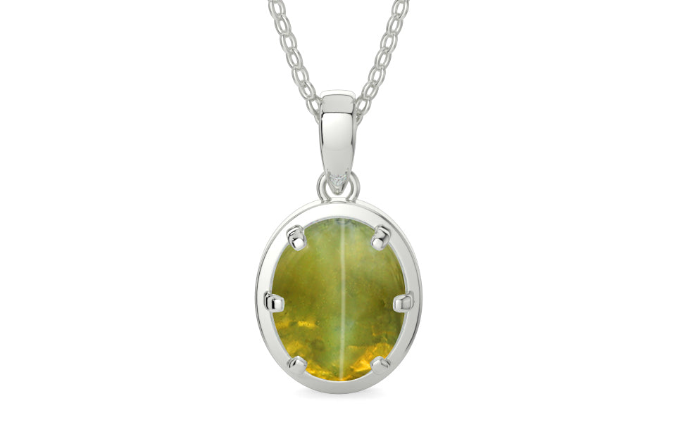 Sterling Silver Cat's Eye Pendant Rare Quality (P8)