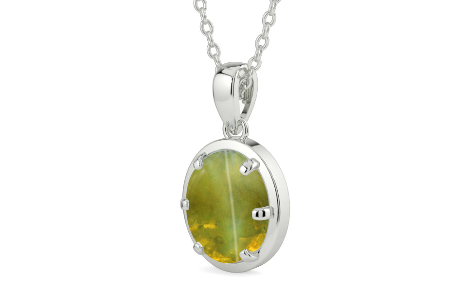 Sterling Silver Cat's Eye Pendant Rare Quality (P8)