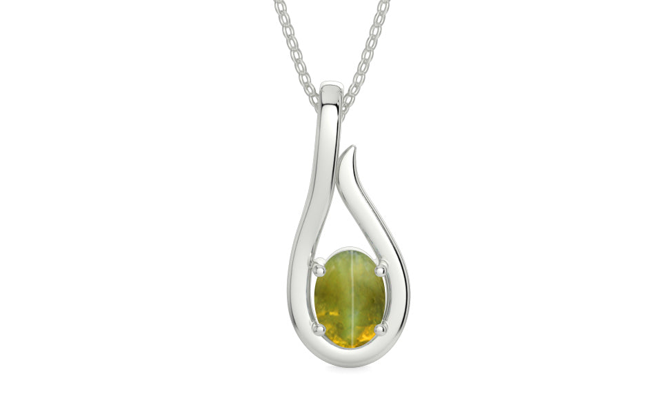 Sterling Silver Cat's Eye Pendant Rare Quality (P9)