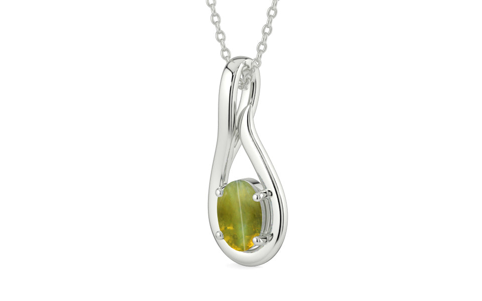 Sterling Silver Cat's Eye Pendant Rare Quality (P9)