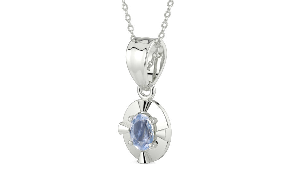 Sterling Silver Ceylon Blue Sapphire Pendant Fine Quality (P11)