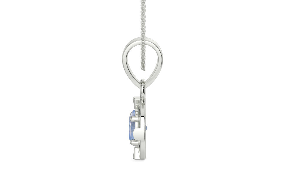 Sterling Silver Ceylon Blue Sapphire Pendant Fine Quality (P11)