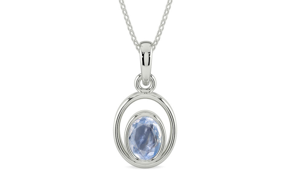 Sterling Silver Ceylon Blue Sapphire Pendant Fine Quality (P12)