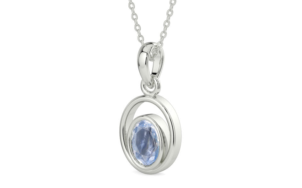 Sterling Silver Ceylon Blue Sapphire Pendant Fine Quality (P12)