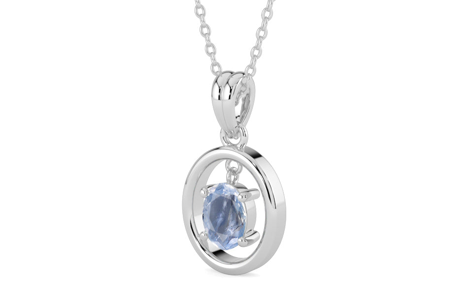 Sterling Silver Ceylon Blue Sapphire Pendant Fine Quality (P2)