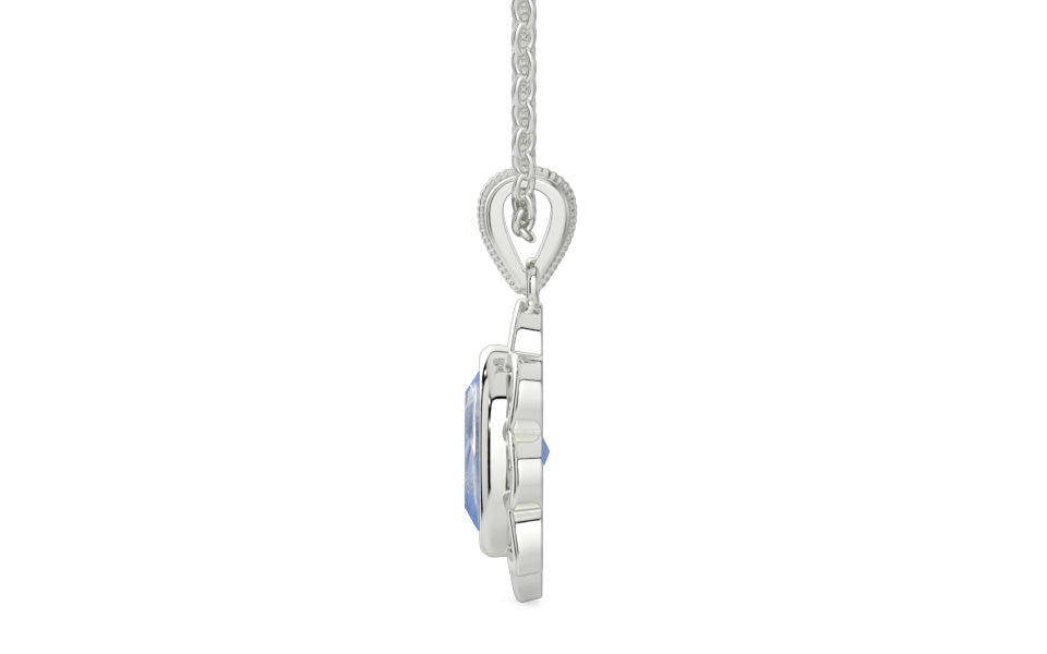 Sterling Silver Ceylon Blue Sapphire Pendant Fine Quality (P3)