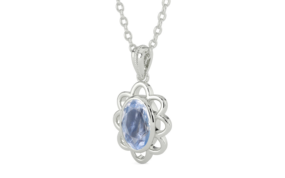 Sterling Silver Ceylon Blue Sapphire Pendant Fine Quality (P3)