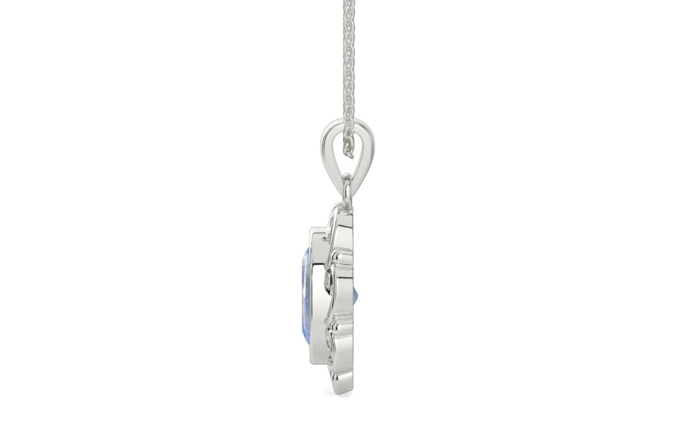 Sterling Silver Ceylon Blue Sapphire Pendant Fine Quality (P5)