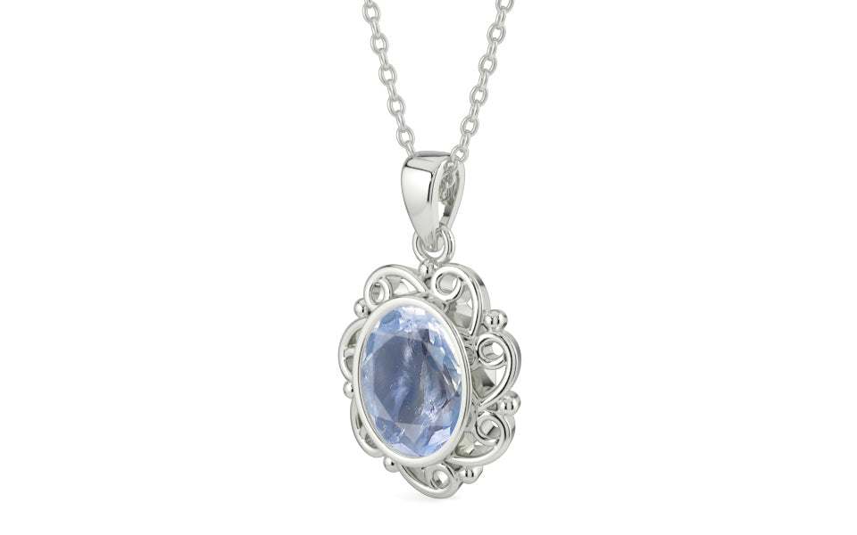 Sterling Silver Ceylon Blue Sapphire Pendant Fine Quality (P5)