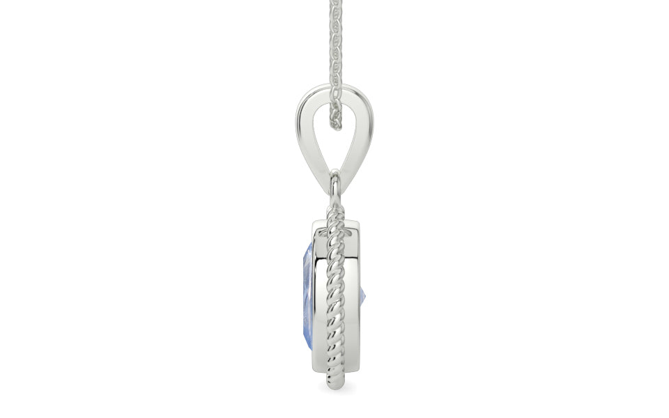 Sterling Silver Ceylon Blue Sapphire Pendant Fine Quality (P7)