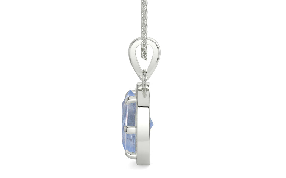 Sterling Silver Ceylon Blue Sapphire Pendant Fine Quality (P8)