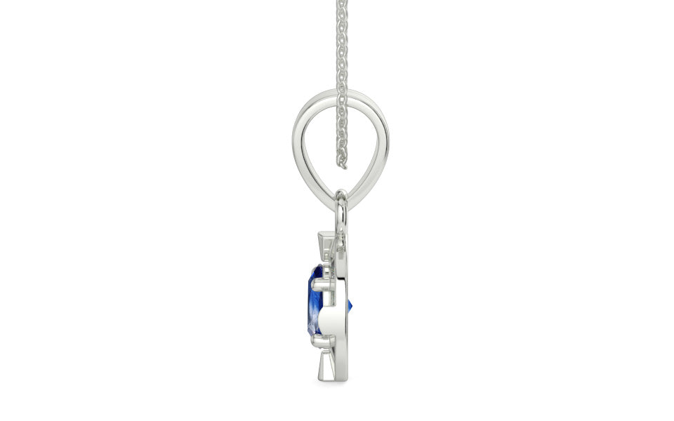 Sterling Silver Ceylon Blue Sapphire Pendant Limited Quality (P11)