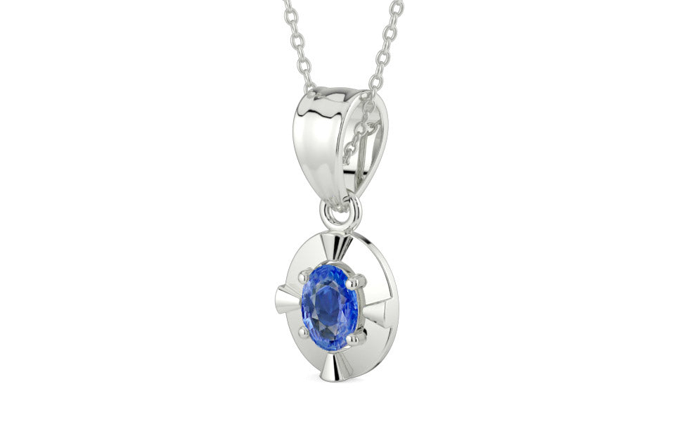 Sterling Silver Ceylon Blue Sapphire Pendant Limited Quality (P11)