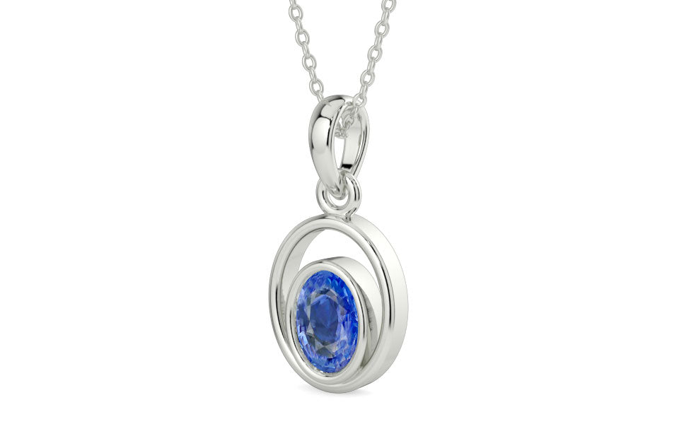 Sterling Silver Ceylon Blue Sapphire Pendant Limited Quality (P12)