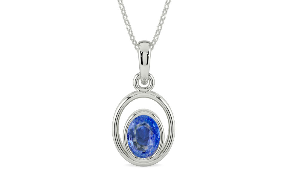 Sterling Silver Ceylon Blue Sapphire Pendant Limited Quality (P12)