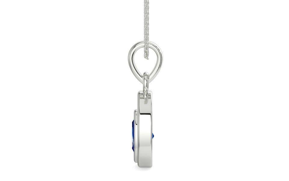 Sterling Silver Ceylon Blue Sapphire Pendant Limited Quality (P12)