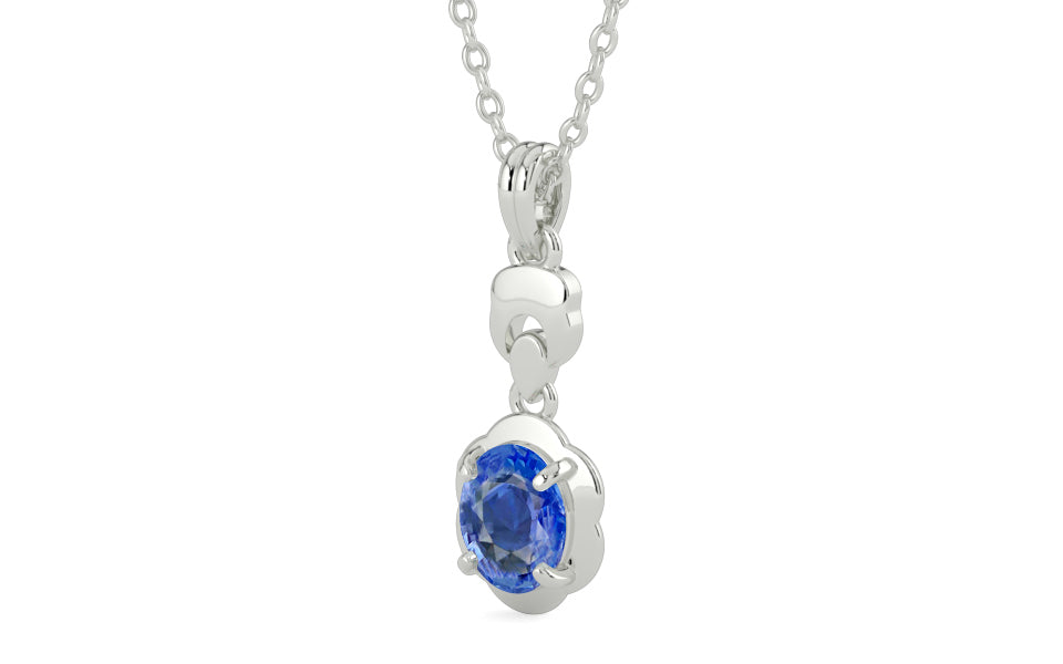 Sterling Silver Ceylon Blue Sapphire Pendant Limited Quality (P6)