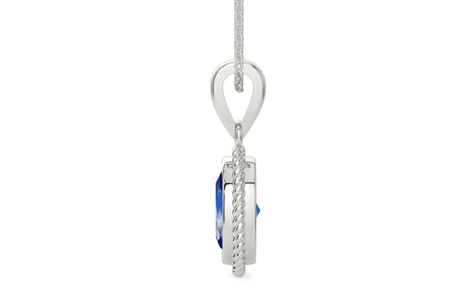 Sterling Silver Ceylon Blue Sapphire Pendant Limited Quality (P7)