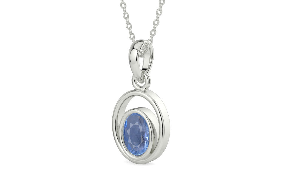 Sterling Silver Ceylon Blue Sapphire Pendant Prime Quality (P12)