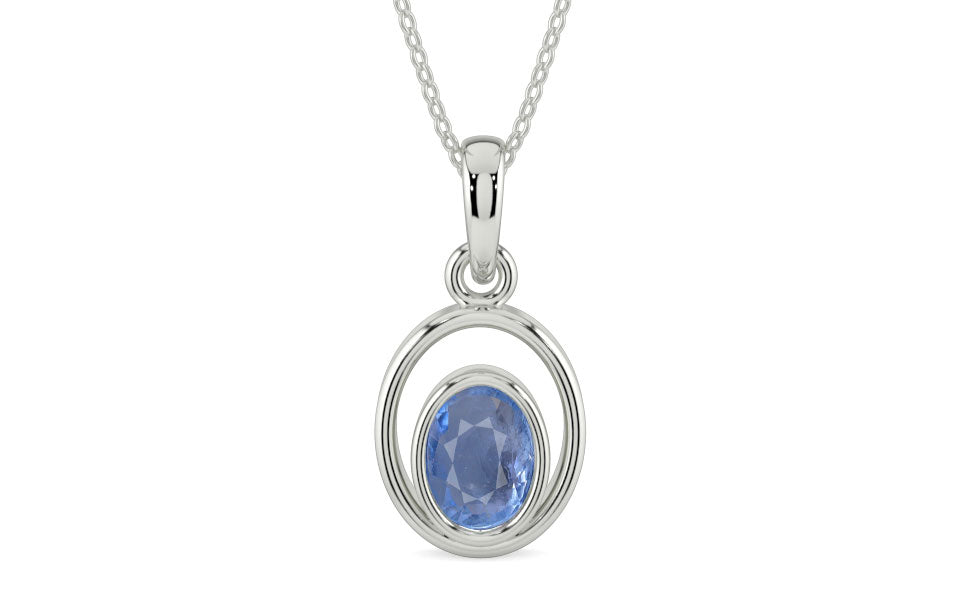 Sterling Silver Ceylon Blue Sapphire Pendant Prime Quality (P12)