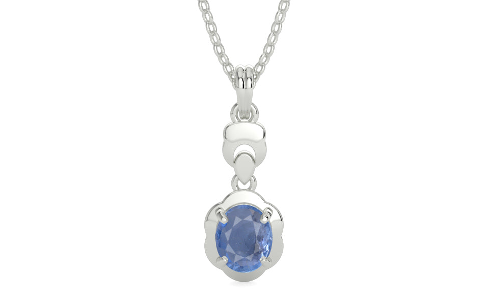Sterling Silver Ceylon Blue Sapphire Pendant Prime Quality (P6)