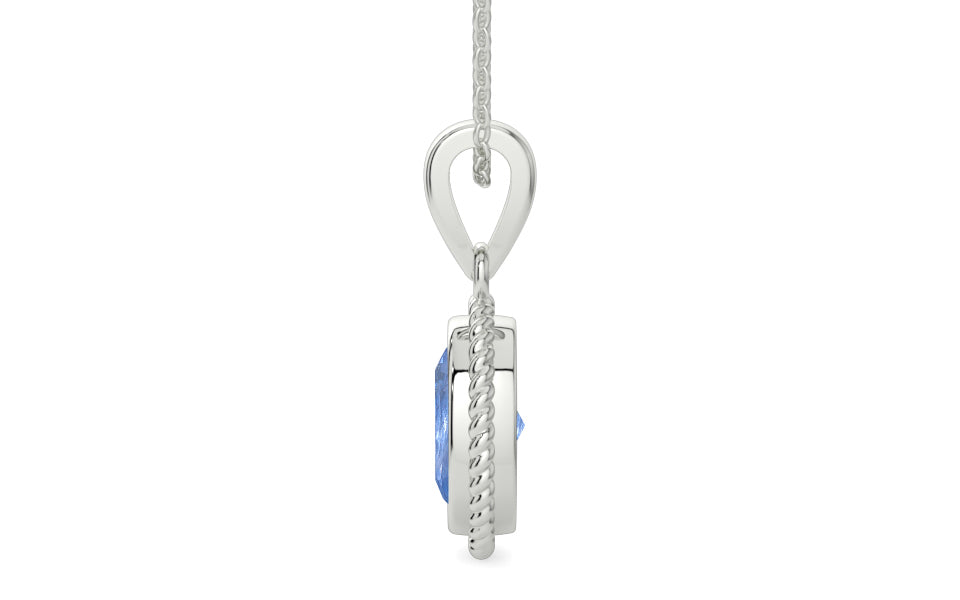 Sterling Silver Ceylon Blue Sapphire Pendant Prime Quality (P7)