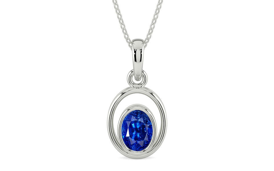 Sterling Silver Ceylon Blue Sapphire Pendant Rare Quality (P12)