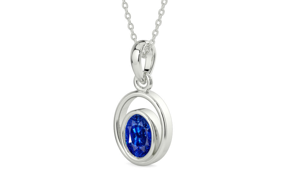 Sterling Silver Ceylon Blue Sapphire Pendant Rare Quality (P12)