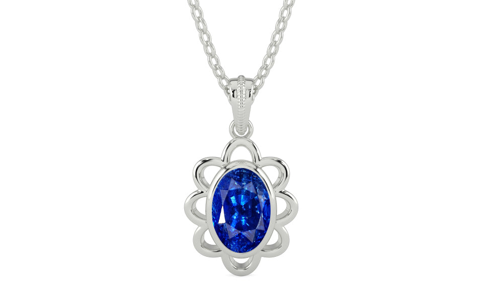 Sterling Silver Ceylon Blue Sapphire Pendant Rare Quality (P3)