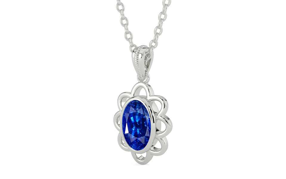 Sterling Silver Ceylon Blue Sapphire Pendant Rare Quality (P3)