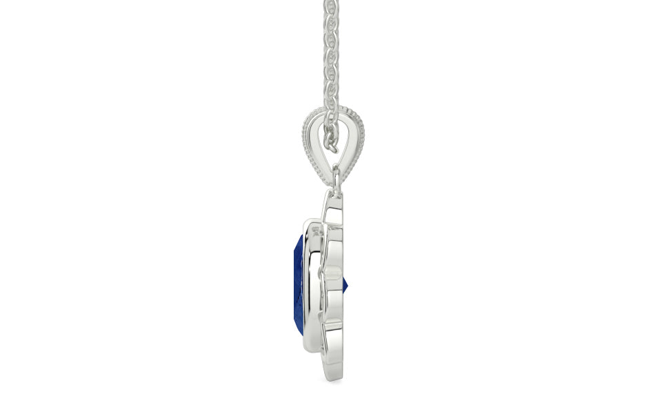 Sterling Silver Ceylon Blue Sapphire Pendant Rare Quality (P3)