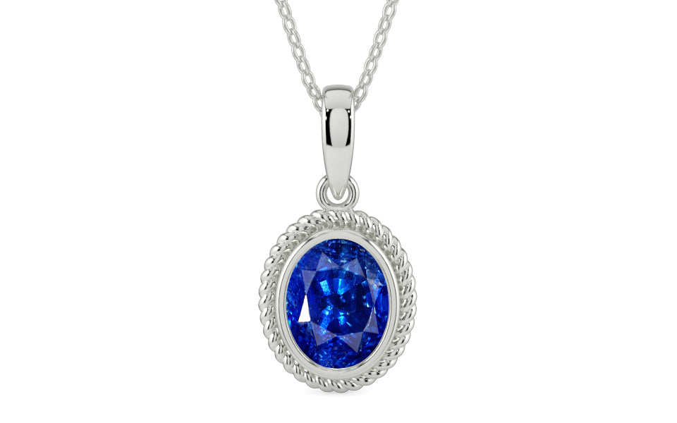 Sterling Silver Ceylon Blue Sapphire Pendant Rare Quality (P7)
