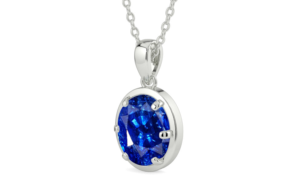 Sterling Silver Ceylon Blue Sapphire Pendant Rare Quality (P8)