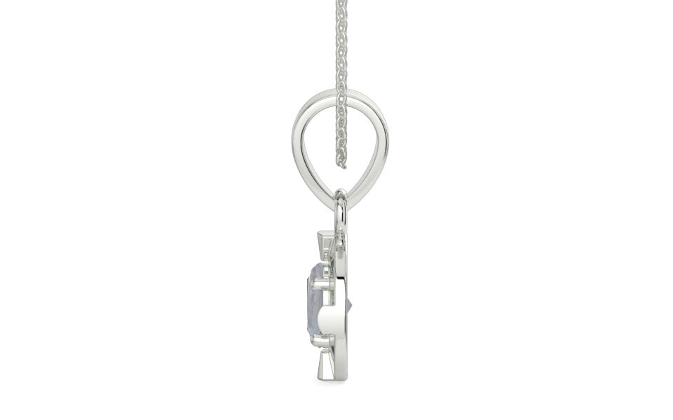 Sterling Silver Ceylon White Sapphire Pendant Fine Quality (P11)