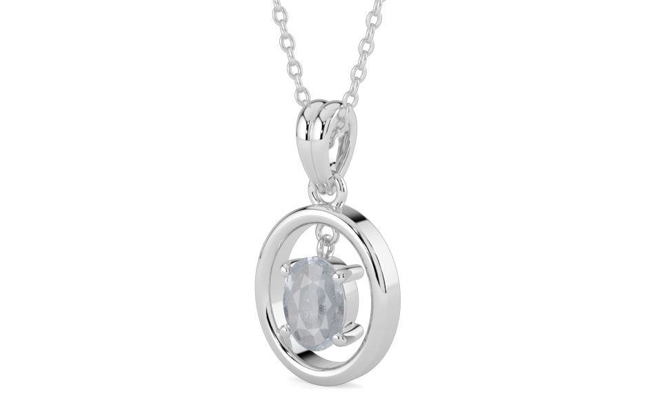 Sterling Silver Ceylon White Sapphire Pendant Fine Quality (P2)