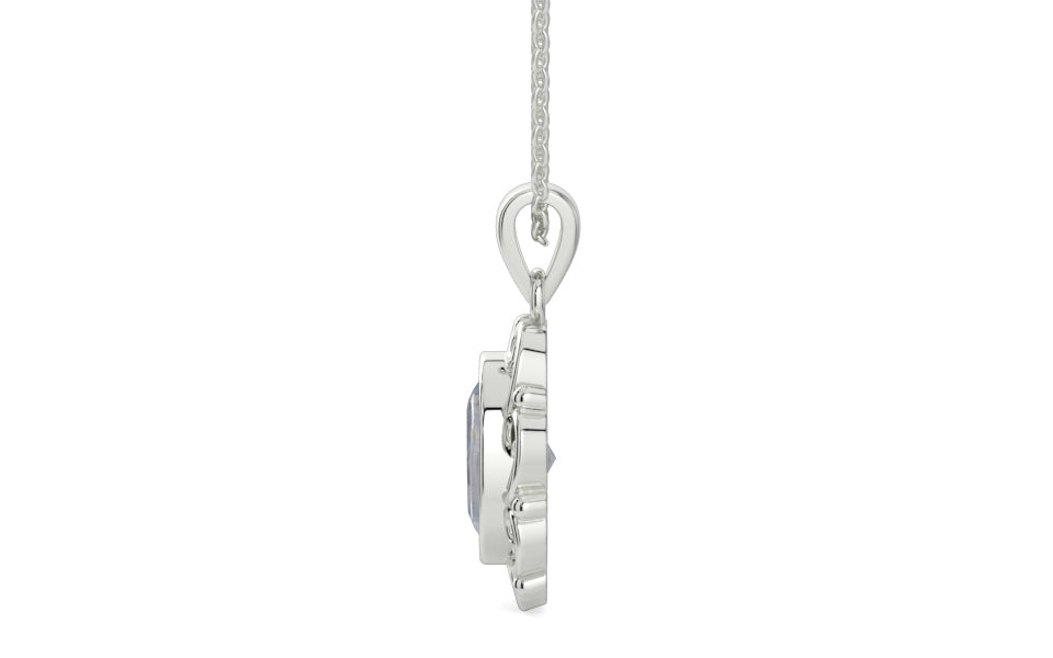 Sterling Silver Ceylon White Sapphire Pendant Fine Quality (P5)