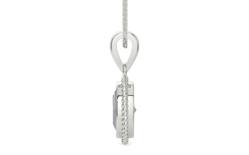 Sterling Silver Ceylon White Sapphire Pendant Fine Quality (P7)