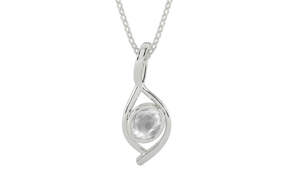 Sterling Silver Ceylon White Sapphire Pendant Limited Quality (P1)