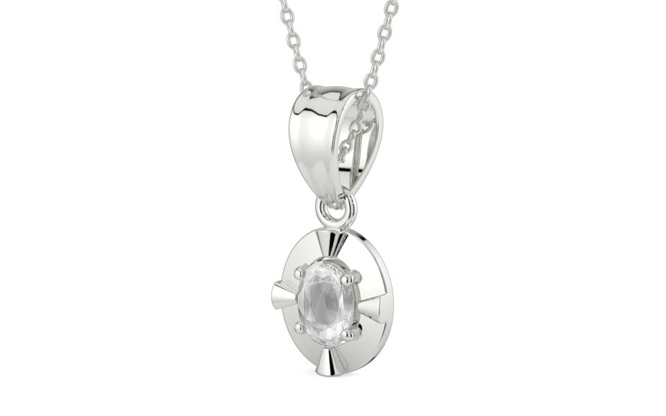 Sterling Silver Ceylon White Sapphire Pendant Limited Quality (P11)