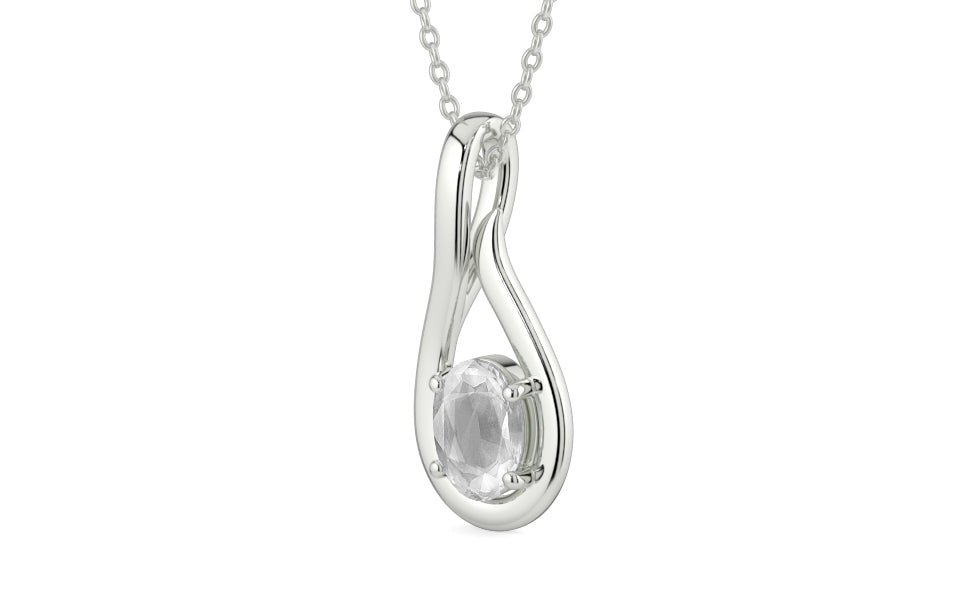 Sterling Silver Ceylon White Sapphire Pendant Limited Quality (P9)